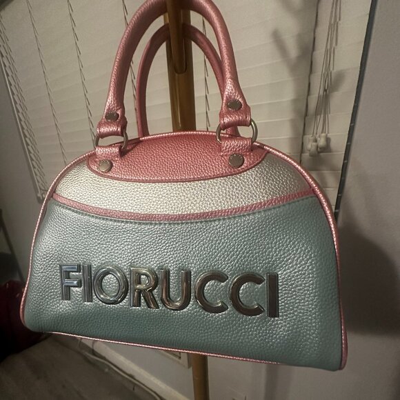 Fiorucci Logo Bowling Bag Blue - Picture 1 of 10